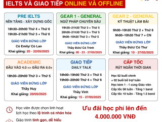 Lịch Khai Giảng Tháng 5 – Bứt Phá IELTS & Giao Tiếp Tại IIA